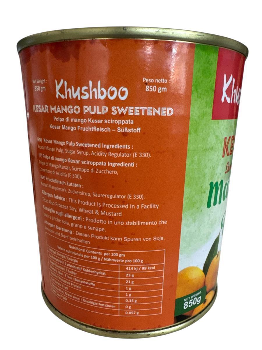 Khushboo Kesar Mango Püree 850g mit indischer, saftiger Mangofrucht Khushboo Kesar Mango Püree 6x 850g mit indischer, saftiger Mangofrucht
