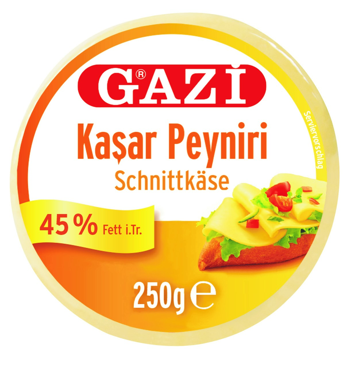 Gazi Kashkaval 250g 45% Fett i.Tr. Schnittkäse Kasar Peyniri aus 100% Kuhmilch