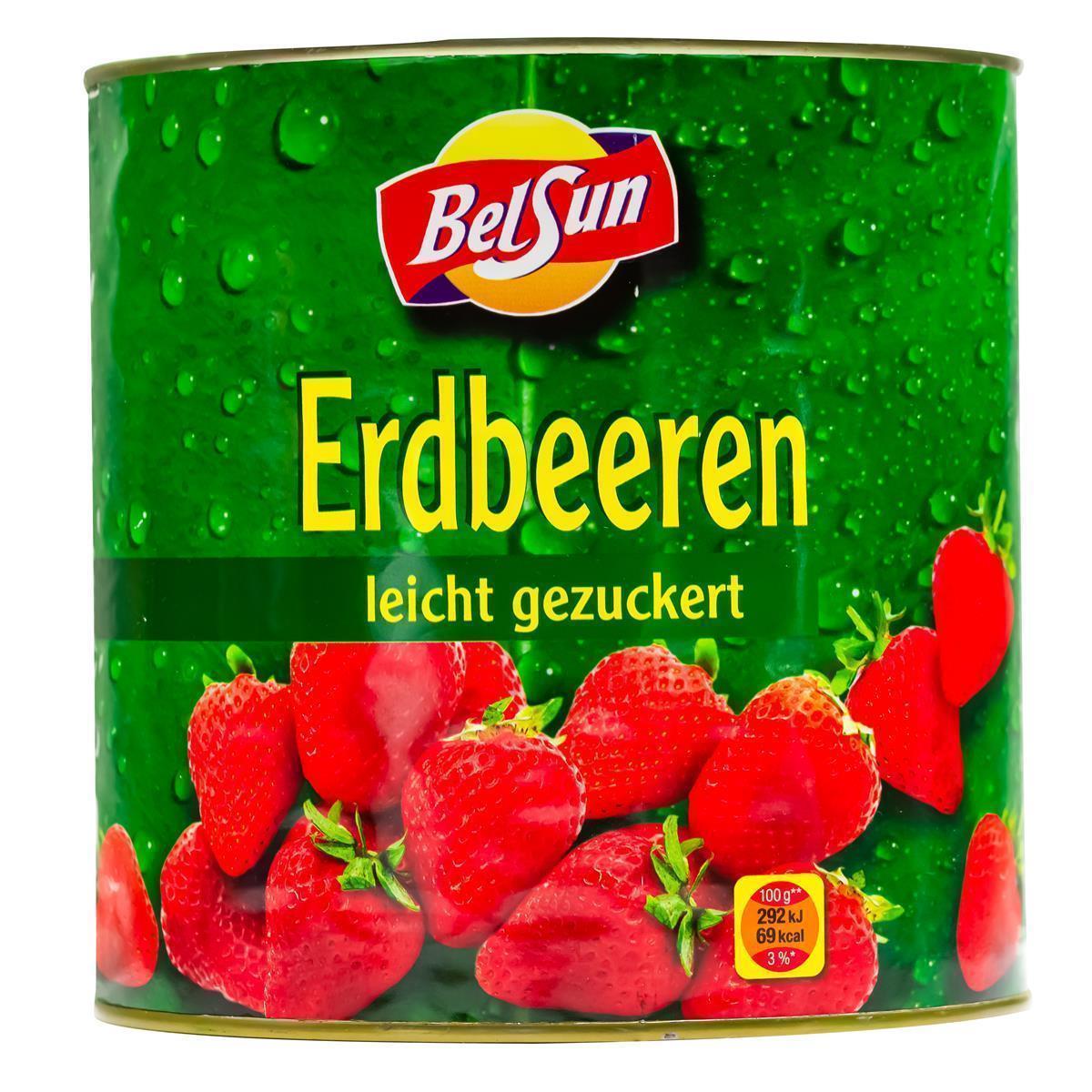 BelSun Erdbeeren 925g leicht gezuckert eingelegte Erdbeeren Dose Obstkonserve