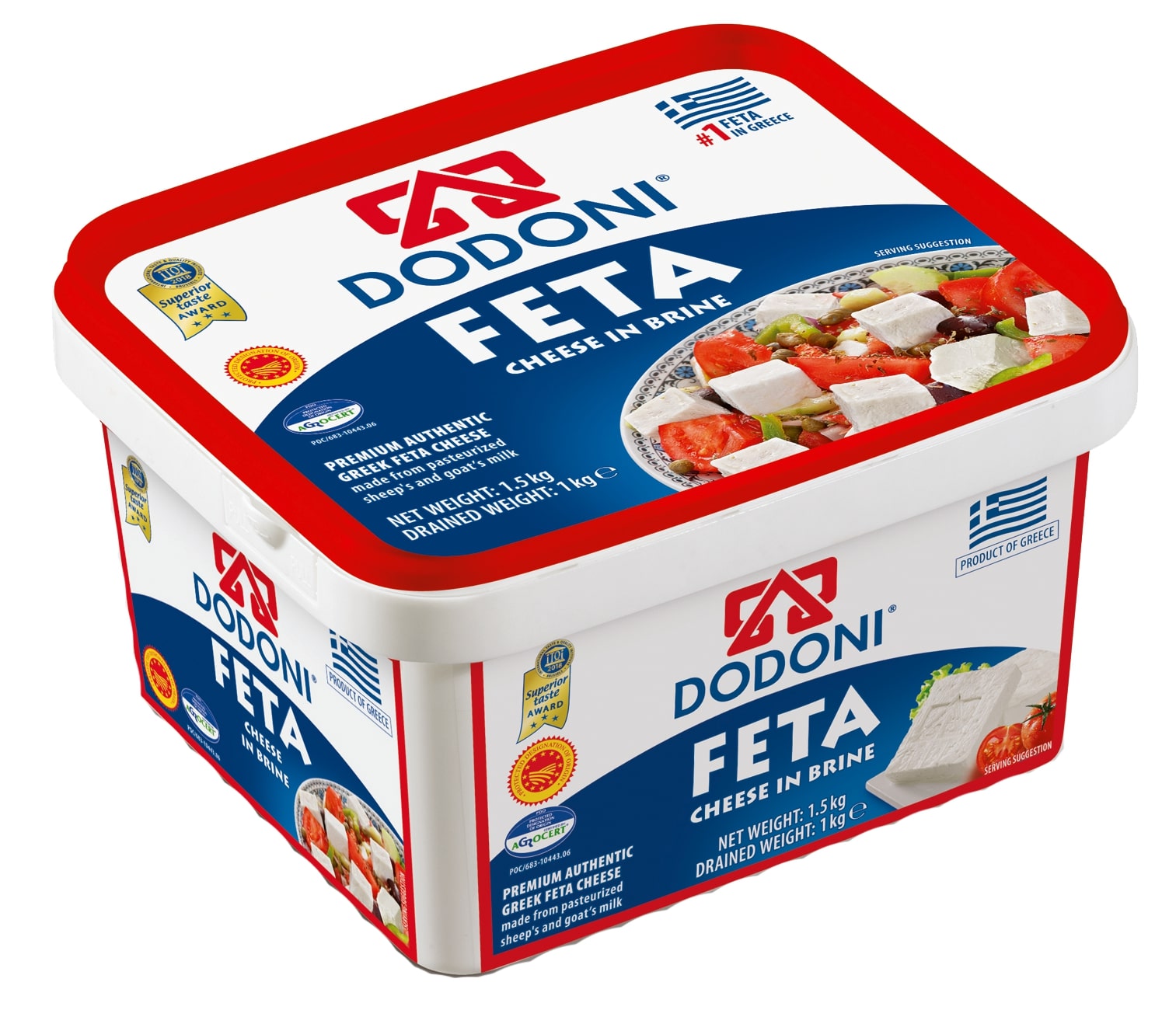 Dodoni Feta 6x 1kg Schafskäse in Salzlake 43% Fett i.Tr. aus Griechenland