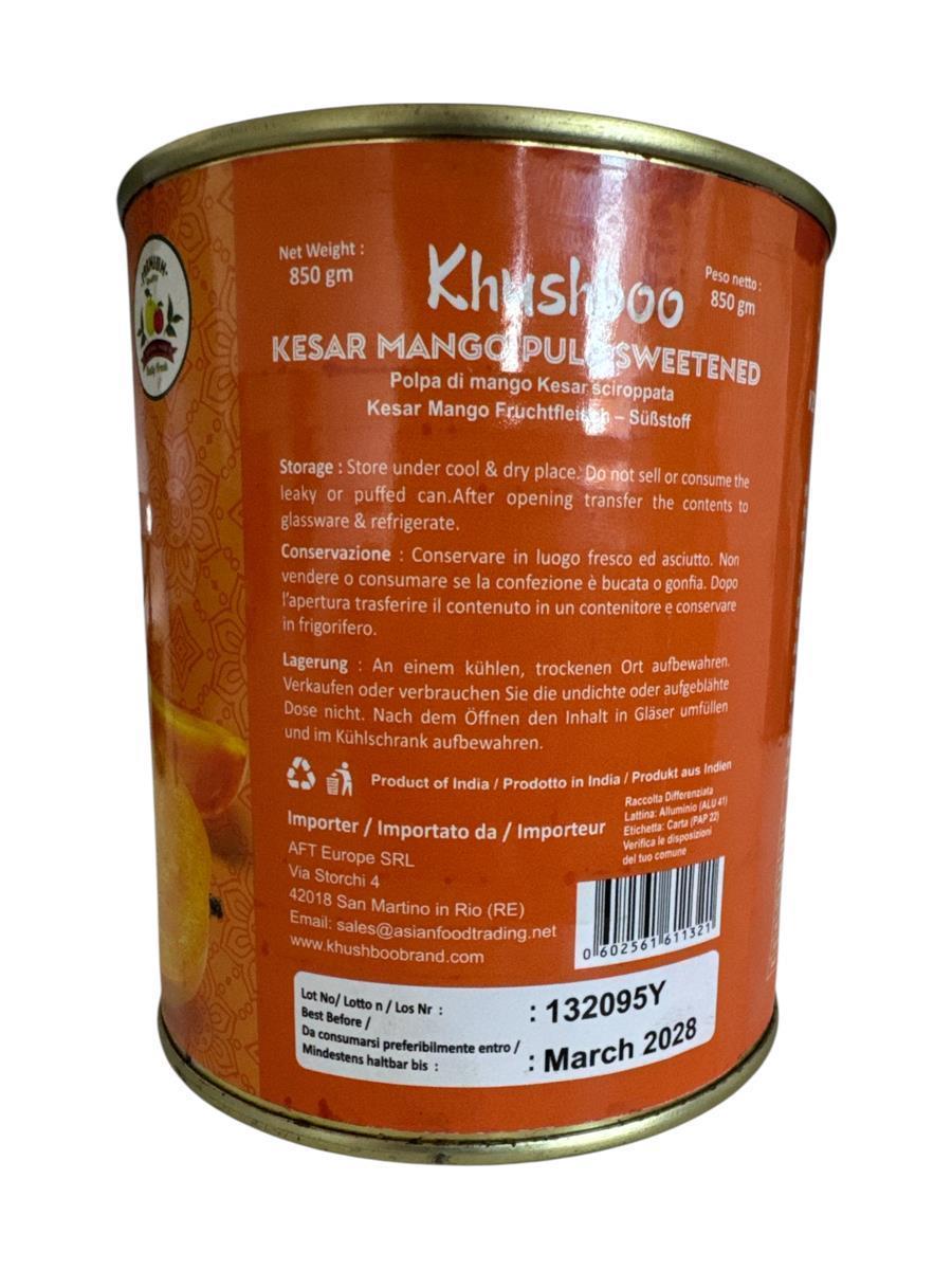 Khushboo Kesar Mango Püree 850g mit indischer, saftiger Mangofrucht Khushboo Kesar Mango Püree 6x 850g mit indischer, saftiger Mangofrucht