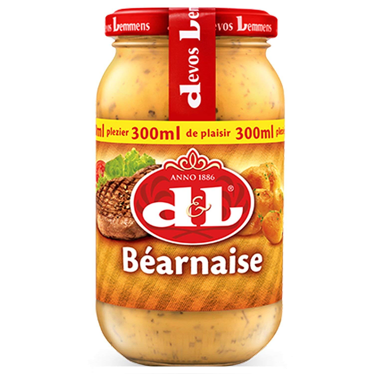 D&L Bearnaise Sauce 300ml Glas typisch französische Béarnaise Sauce  D&L Bearnaise Sauce 6x 300ml Glas cremig französische Sauce Béarnaise