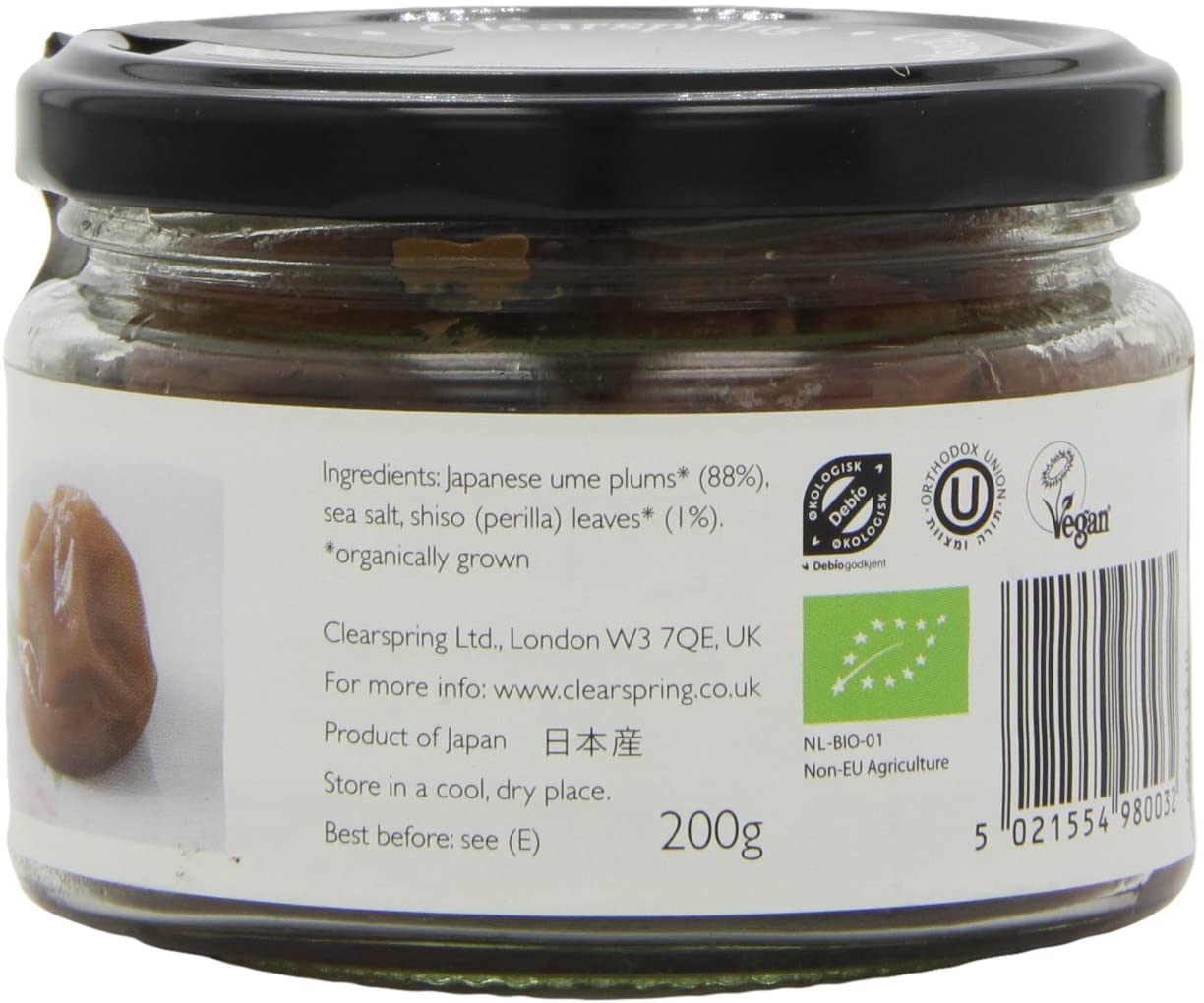 Clearspring BIO Umeboshi 200g Glas japanische Pflaumen Ume-Früchte Salz Aprikose