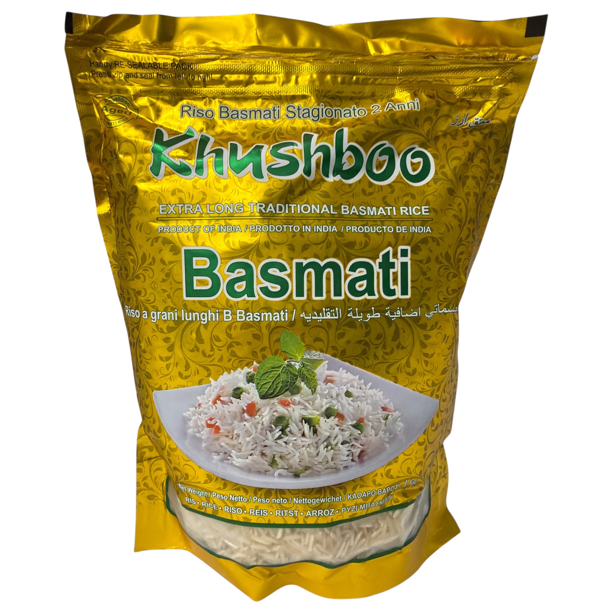 Khushboo Gold Premium 1121 Basmati Reis 5x 1 kg Indischer Duftreis