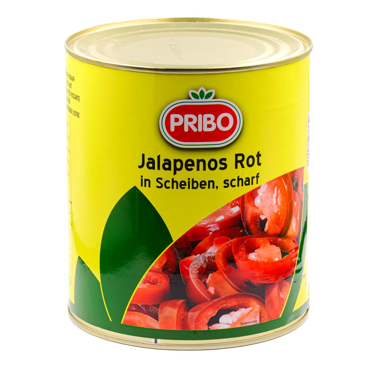 PRIBO rote Jalapenos in Scheiben FM 1x 3000g ATG 1500g Dose