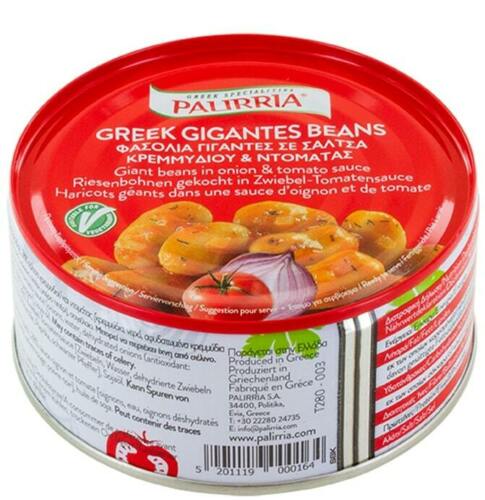 Palirria Riesenbohnen 280g gekocht in Zwiebel-Tomatensauce Griechische Bohnen Palirria Riesenbohnen 280g gekocht in Zwiebel-Tomatensauce Griechische Bohnen