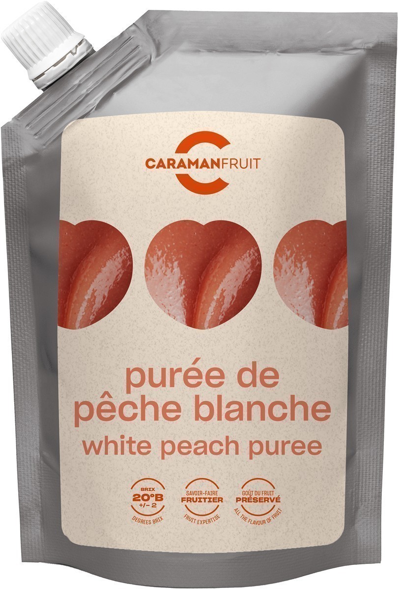 Caramanfruit Pfirsich-Püree 8x 1kg weißer-Pfirsich-Frucht-Püree 
