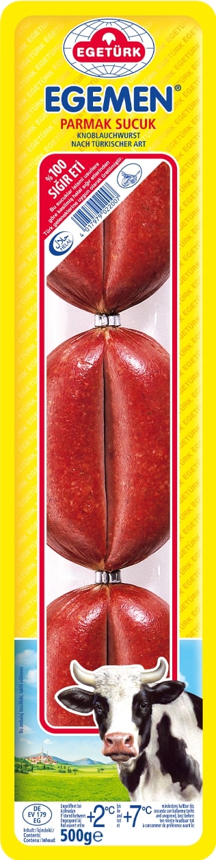 Egetürk Egemen Parmak Sucuk 6x 500g Knoblauch-Wurst nach türkischer Art Rindfleisch