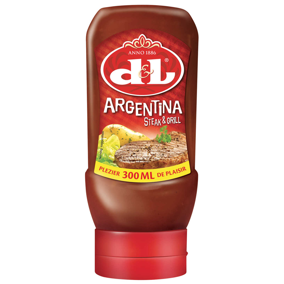 D&L Argentina Steak & Grill Sauce 6x 300ml Squeeze würzige BBQ Sauce mit Rauch