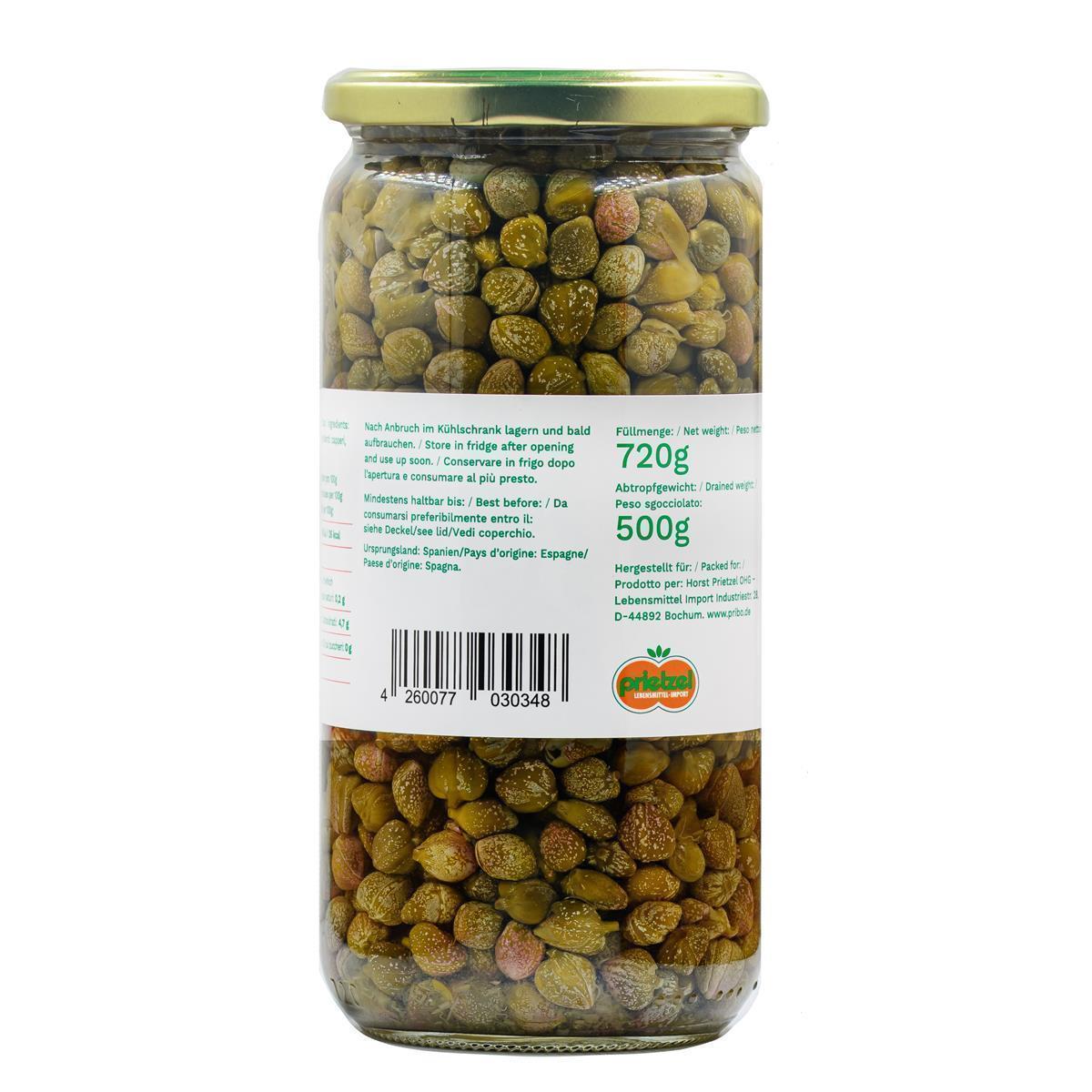 PRIBO Kapern Capotes 500g Glas eingelegt in Salz & Essig