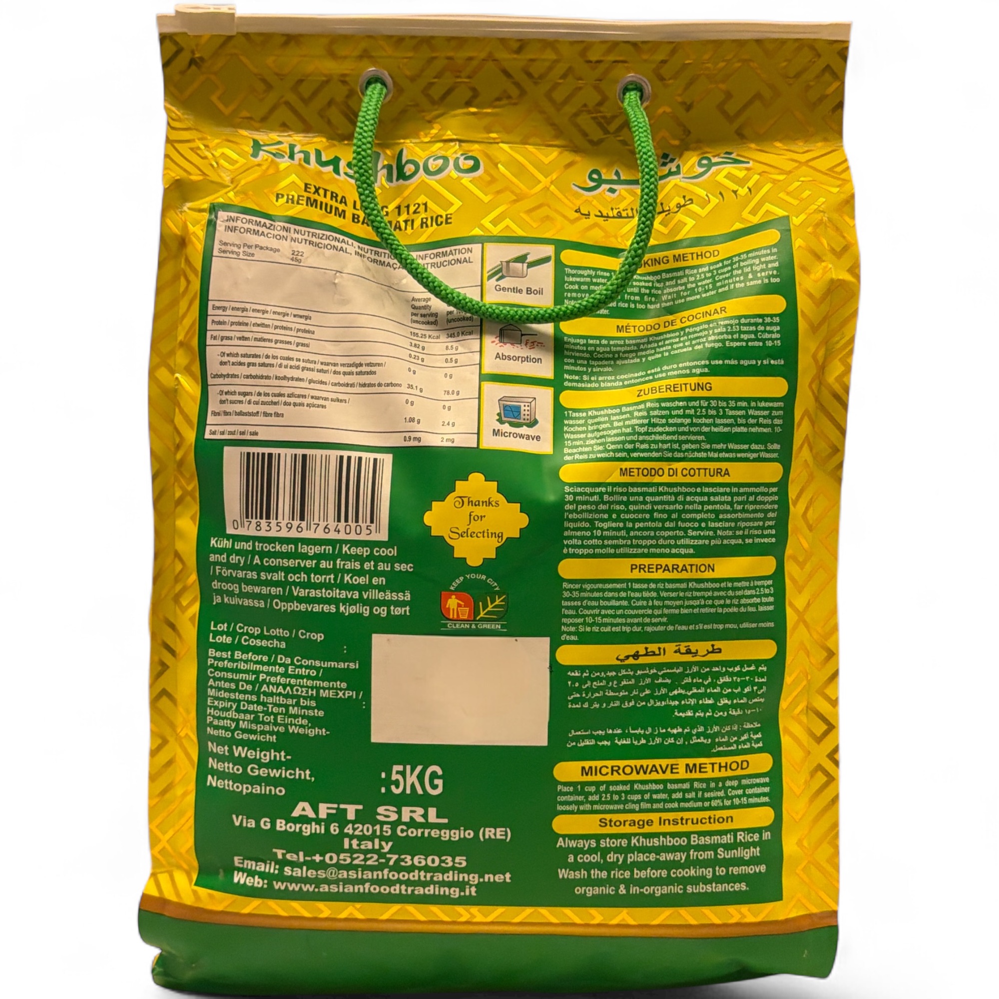 Khushboo Gold Premium 1121 Basmati Reis 4x 5 kg Indischer Duftreis