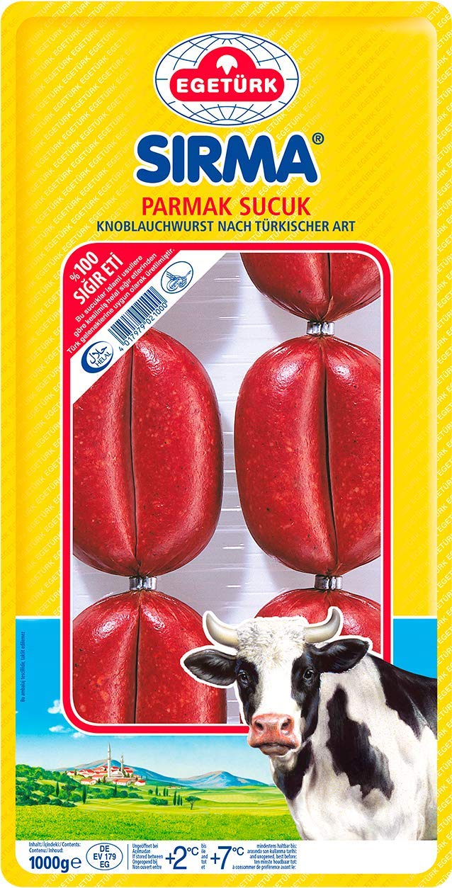 Egetürk Sirma Parmak Sucuk 9x 1kg türkische Knoblauch-Wurst aus Rindfleisch