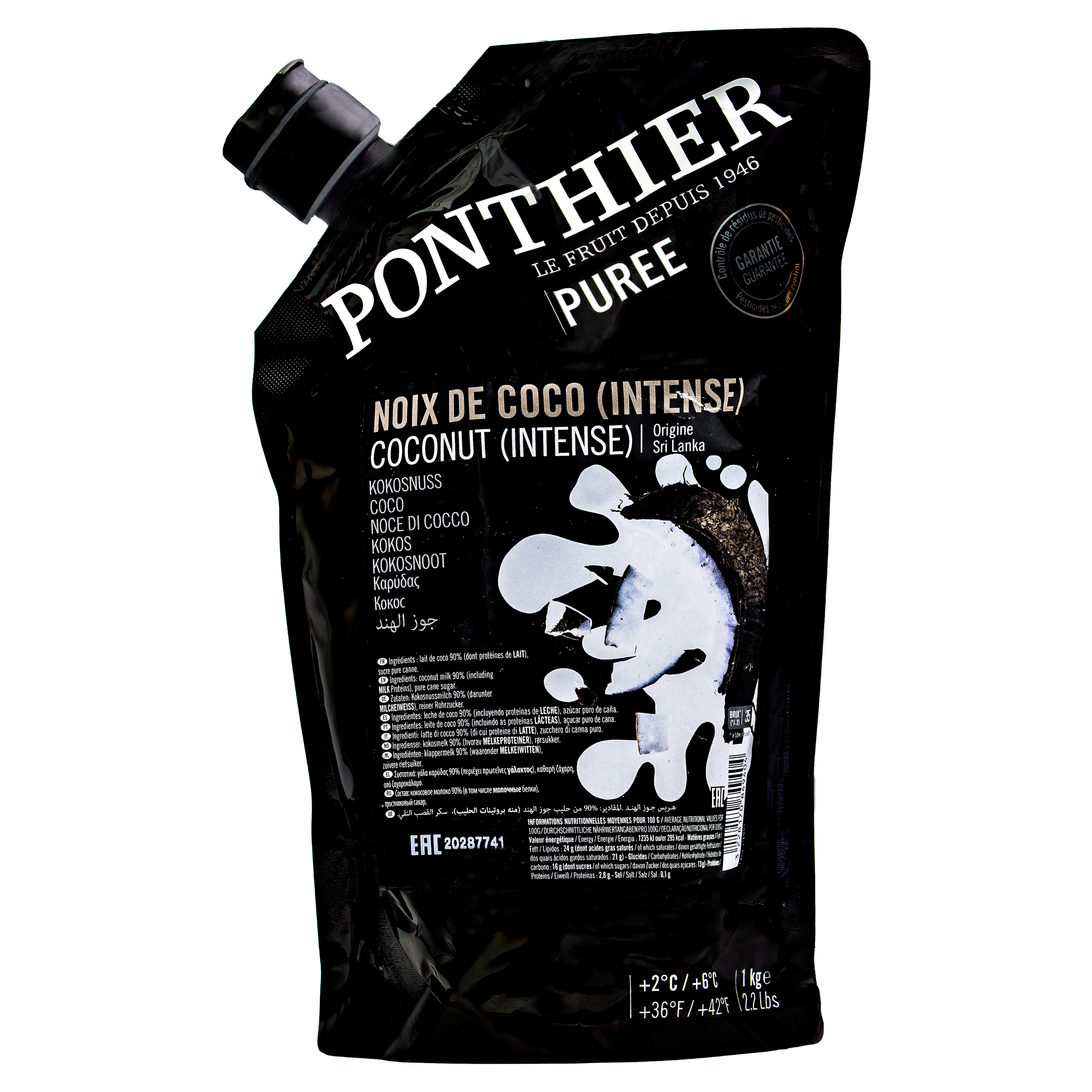 Ponthier KOKOSNUSS PÜREE Nüsse-Püree Kokosnussmark 1KG 