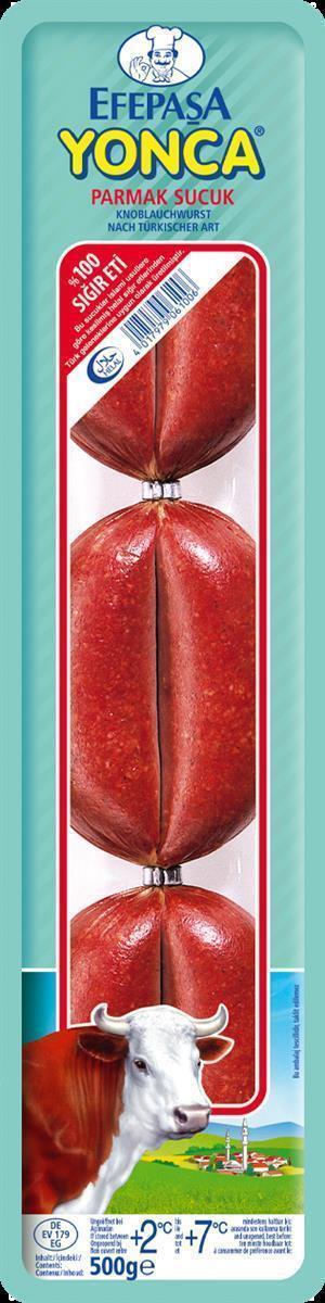 Efepasa Yonca Parmak Sucuk 9x 500g Knoblauch-Wurst aus Rindfleisch