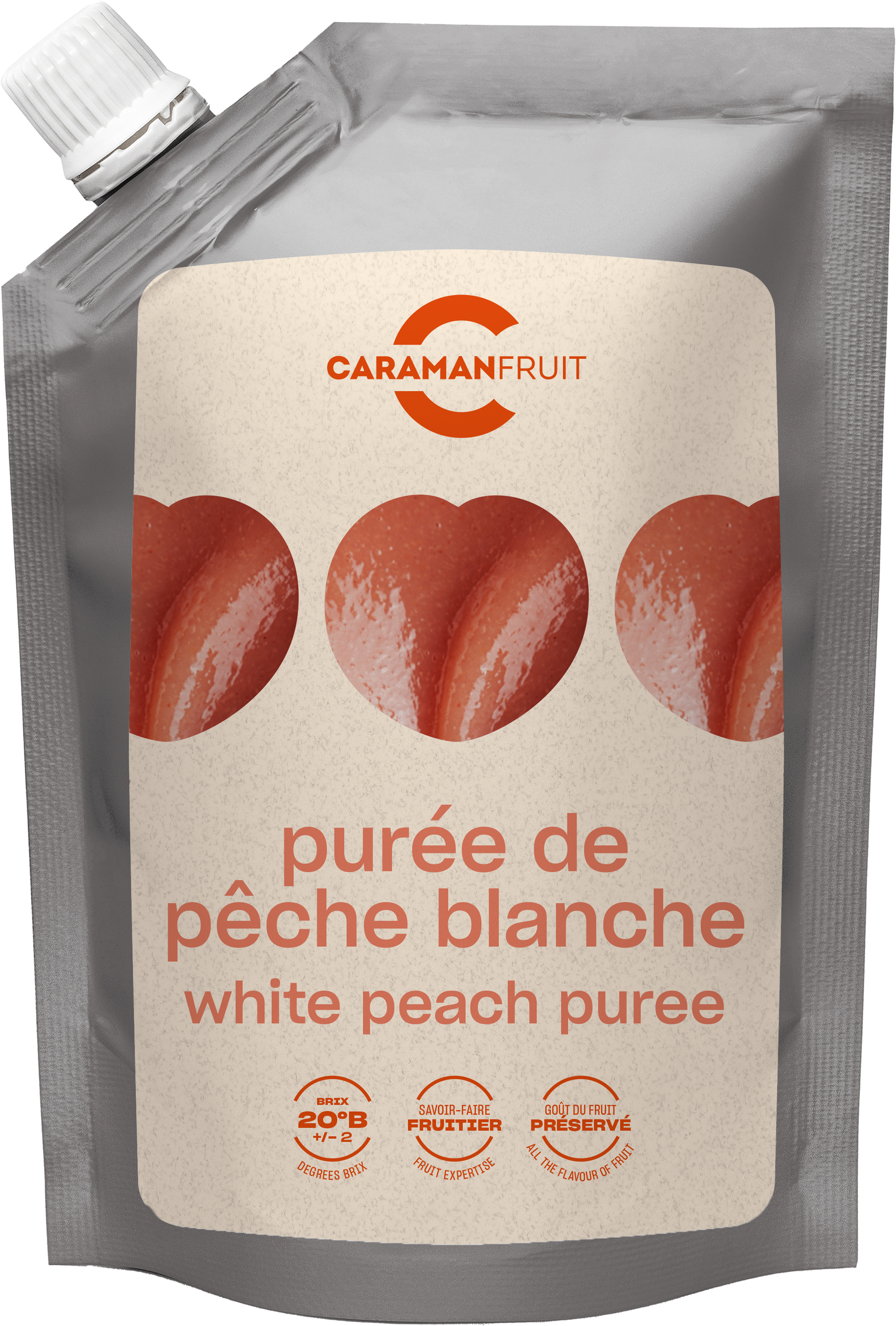 Caramanfruit Pfirsich-Püree 8x 1kg weißer-Pfirsich-Frucht-Püree 