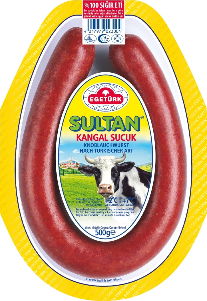 Egetürk Sultan Kangal Sucuk 1x 500g türkische Knoblauch-Wurst Rindfleisch