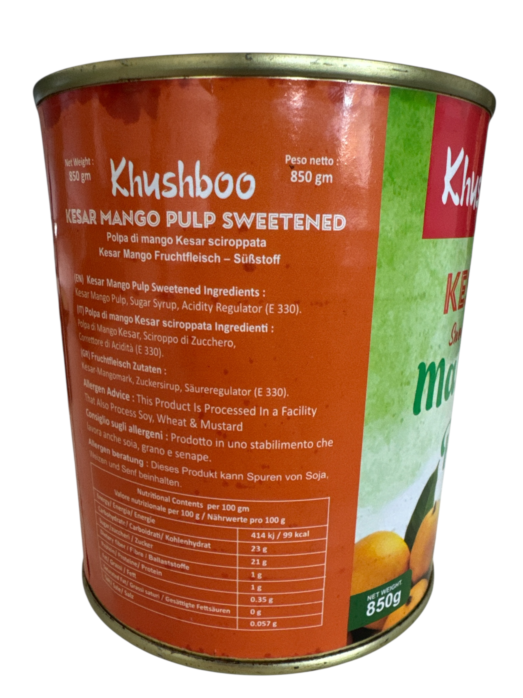 Khushboo Kesar Mango Püree 6x 850g mit indischer, saftiger Mangofrucht