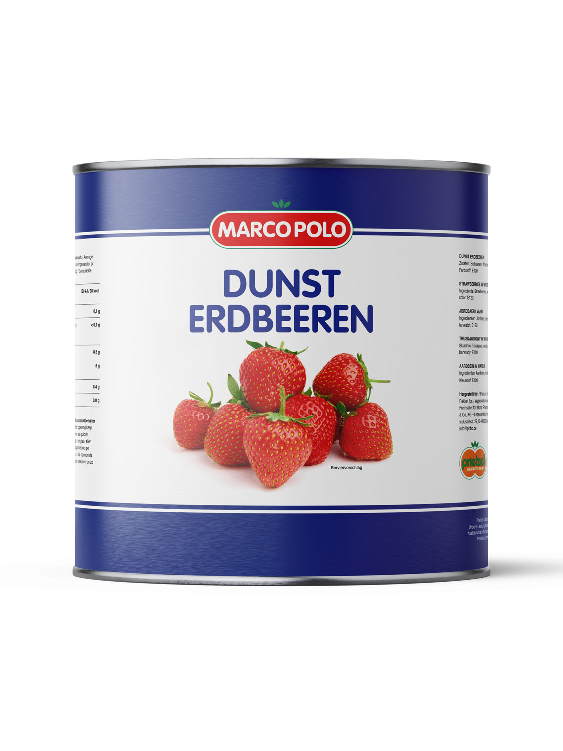 Marco Polo Dunst Erdbeeren 6x 980g Dose eingelegte Erdbeeren